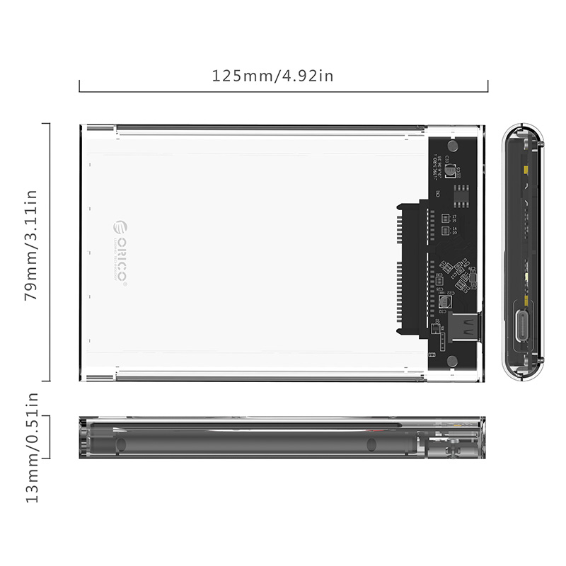 ORICO 2.5 inch Type-C Transparent Hard Drive Enclosure