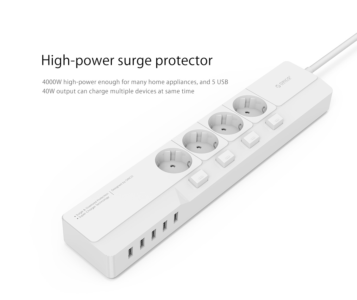 thumbnail image 2 of 4-Outlet Wall Mount Surge Protector With 2 USB Ports – Heavy Duty Indoor/Outdoor 2 of 6
