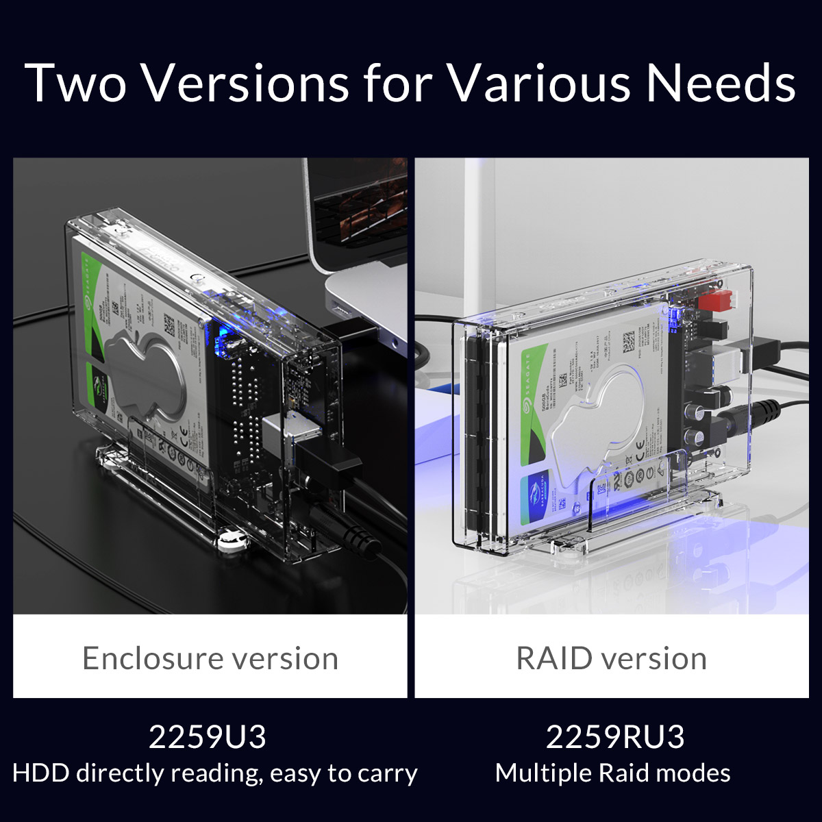 Transparent Series Dual Bay Hard Drive Enclosure