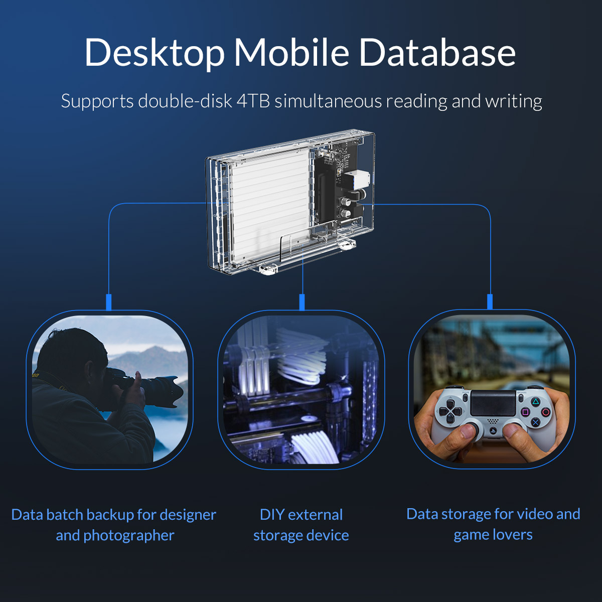 Transparent Series Dual Bay Hard Drive Enclosure