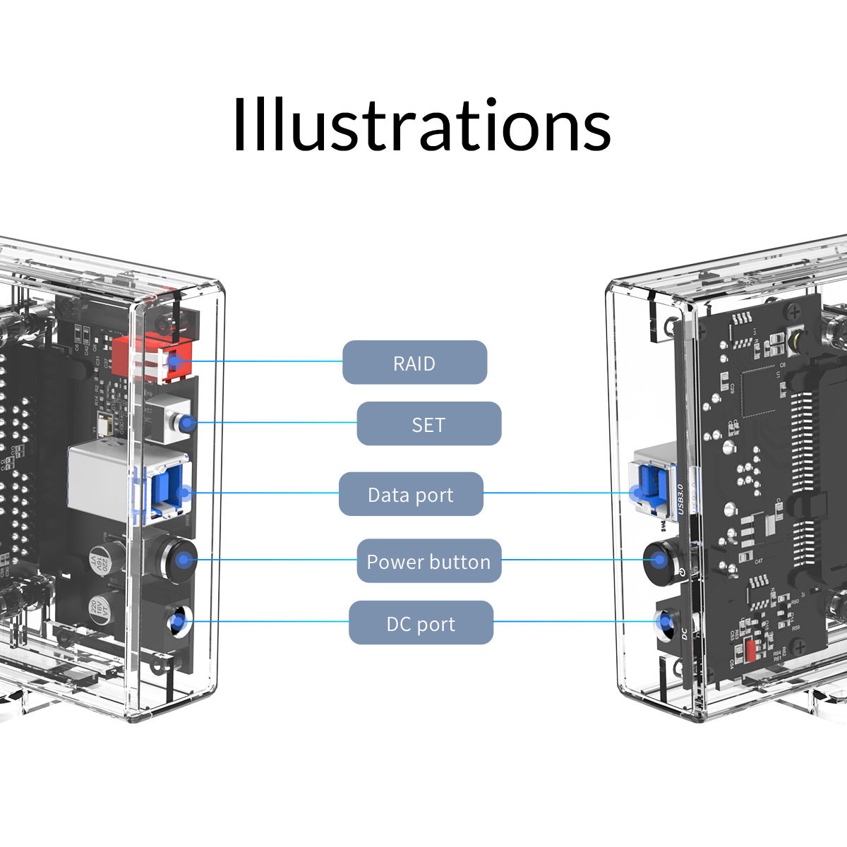 Transparent Series Dual Bay Hard Drive Enclosure