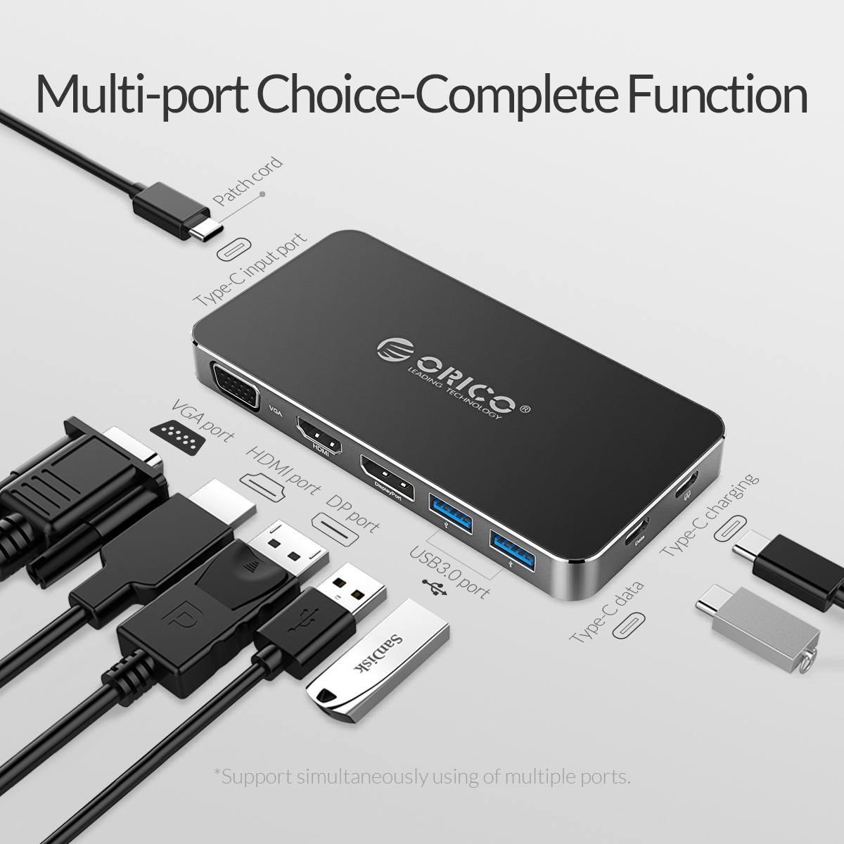 Orico 8 In 1 Type C Multifunction Docking Station Xc 306